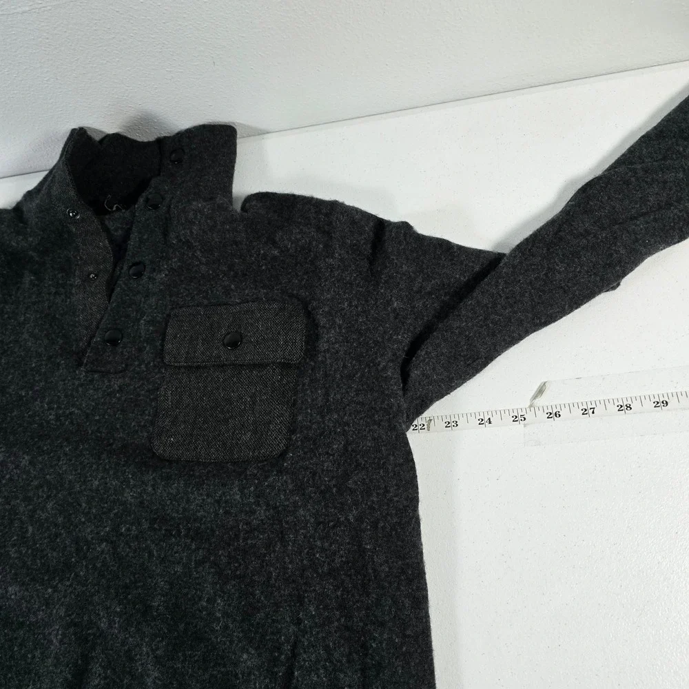 Banana Republic Mens XL Charcoal Gray Merino Wool Italian Yarn Snap Pullover